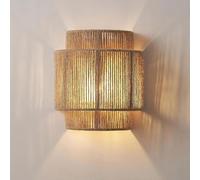 Applique da Parete in Rattan da 9 Pollici, Boho con Corda di Canapa, Rustica per Camera da Letto, Ingresso, Illuminazione