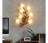 Applique da Parete in Resina a 7 luci, Stile retrò, Moderno, per la casa, con Paralume in Acrilico Satinato, Lampada da Parete con venature del Legno Nordico, Applique da Parete G4