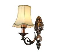 Applique da Parete in Resina intagliata Europea - Elegante Lampada da Parete con Paralume in Tessuto - Lampada in Stile Rustico for l'arredamento della casa(Gold One Head)
