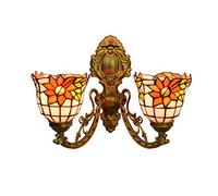 Applique da Parete in Stile Camera da Letto con 2 Fiamme, Lampada da Parete A Girasole in Vetro Soggiorno Pastorale Vintage, Applique da Parete retrò E27 Base in Ottone, Illuminazione su E Giù Corrid
