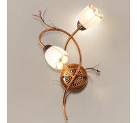 Applique da Parete in Stile Pastorale Americano, Applique da Parete retrò con Fiori in Ferro battuto per luci da Parete per Camera da Letto, Paralume in Vetro per Illuminazione Interna, DEST