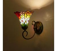 Applique da parete in stile Tiffany, lampada da parete vintage industriale con attacco a spina, luci con paralume in vetro colorato, accessorio a collo di cigno per corridoio della camera da letto
