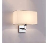 Applique da parete in tessuto quadrato per camera da letto, lampada da lettura, lampada da parete per interni cablata, corpo lampada cromato, luce notturna, lampada per camera da letto, soggiorno, cor