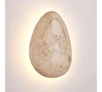 Applique da parete in travertino naturale WDDJP con retroilluminazione a LED, forma di ciottolo organico, moderno e minimalista, in pietra beige, lampada da parete per camera da letto, soggiorno, corr