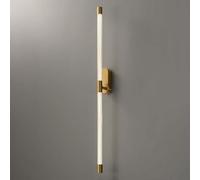 Applique da parete in tubo acrilico, stile minimalista, LED 3000K, lampada da parete girevole a 360°, luci da toeletta for bagno sopra lo specchio, applique da parete in metallo dorato(Large)