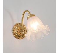 Applique da parete in vetro bianco Applique da parete a forma di fiore francese Lanterna da parete a testa singola for interni Eleganti lampade da parete da comodino a parete in rame for soggiorno cam