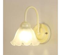 Applique da Parete in Vetro con Fiori francesi, Verde/Crema, Moderna Lampada da Parete nordica E27, apparecchio di Illuminazione per Interni, Applique da Parete in Stile retrò Cont