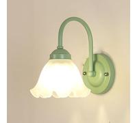 Applique da Parete in Vetro con Fiori francesi, Verde/Crema, Moderna Lampada da Parete nordica E27, apparecchio di Illuminazione per Interni, Applique da Parete in Stile retrò Cont