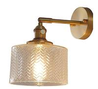 Applique da parete in vetro retrò Applique da parete in ottone Lampada da parete girevole ondulata Lampada da parete Illuminazione per interni E27 Lanterna da parete Camera da letto Decorazione bagno