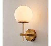 Applique da parete in vetro sferico Applique da parete in vetro bianco latte Lampada da parete a testa singola in metallo Lampada da parete semplice da interno Lanterna da comodino Lampade da parete f