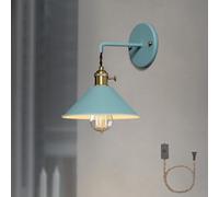 Applique da Parete Industriale E27 con Interruttore on/off, Lampada da Parete, portalampada in Rame Edison Macaron, Corpo in Vernice Satinata, luci da Comodino, Bagno, Camera da Letto