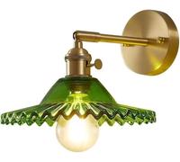 Applique da parete industriale vintage E27, moderna lampada da parete con portalampada in ottone con illuminazione dal basso verso l'alto, paralume in vetro per camera da letto, soppalco, soggiorno, c