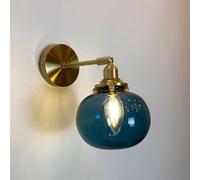 Applique da parete industriale vintage, lampade da comodino rustiche in stile rustico con vetro ambrato, blu verde, per bagno, montaggio a parete, apparecchio di illuminazione per camera da letto,