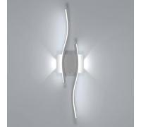 Applique da Parete Interno 20W, 2250lm 59 cm Applique LED Lunga Luce Bianca Fredda 6500K, Lampada da Parete Moderna in Acrilico con 2 Tubi Curvi per Soggiorno Corridoio Camera da Letto Scala, Bianco