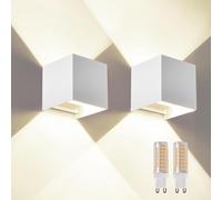 applique da parete interno LED, lampada da parete impermeabile da 12W, applique da parete moderna bianca per interni/esterni con sorgente luminosa sostituibile, con angolo di emissione regolabile