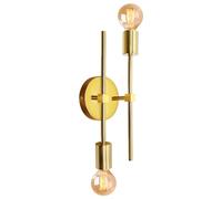 Applique da Parete Interno Vintage con Doppio Braccio, 2 Luci Circolare Applique Oro Orientabile Metallo Industrial, Lampada Muro, Applique Specchio Bagno, Luce da Parete E27, Soffitto Illuminazione
