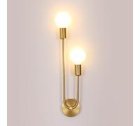 APPLIQUE DA PARETE INTERNO VINTAGE ORO METALLO 2 LUCI E27 LAMPADA DECORATIVA