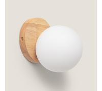 LEDKIA LIGHTING - Applique da Parete Kamulo | Design Moderno per Interni | Compatibile con Lampadina G9 12W Max | Materiali in Vetro e Legno | Dimensioni Compatte, Naturale