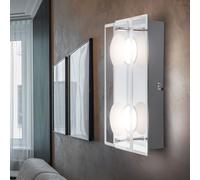 Applique da Parete Lampada Bagno Dimmerabile LED Soggiorno Vetro Satinato L 24cm