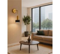 Applique da parete lampada con portalampada e27 stile moderno nero e bronzo aq37 [EEK: A]