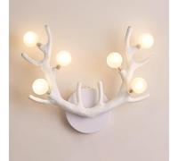 Applique da Parete, Lampada da Parete a 6 luci con Paralume in Acrilico Satinato, Moderno apparecchio di Illuminazione in Stile Nordico retrò, Applique da Parete Vintage in Resina di Corno per in