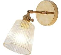 Applique da parete Lampada da parete in vetro rigato Lampada da parete regolabile con angolo Applique da parete con finitura in ottone,Plafoniera Lampadario Da Soffitto