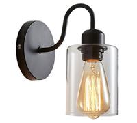 Applique da Parete Lampada da Parete Industriale retrò Lampada da Parete Singola per Interni Staffa in Ferro Nero E26 Illuminazione da Parete per Soggiorno Camera da Letto 1 Confezione / 2 Confezioni