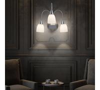 Applique da Parete Lampada da Soggiorno 3 Fiamma LED Vetro Lampada Letto Opale