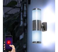 Applique da Parete Lampada Esterno Giardino 2 Fiamma App Smart RGB LED H 38 CM [EEK: F]