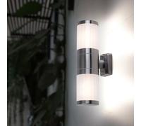 Applique da Parete Lampada Esterno Giardino Frontale Acciaio Inox LED H 38 CM