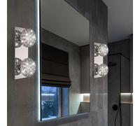 Applique da Parete Lampada Letto Cristalli 2 Fiamma Sfera Cromo 2er Set [EEK: Non valutato]