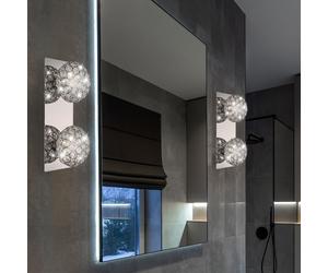Applique da Parete Lampada Letto Cristalli 2 Fiamma Sfera Cromo 2er Set [EEK: Non valutato]