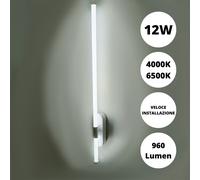 Applique da Parete LED 12W Moderna in Vetro Lampada a Muro Interno Neon [EEK: A+]