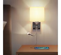Applique Da Parete LED Con Porte USB, Luce Da Lettura Da Comodino Con Interrutto