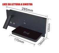 Applique da Parete LED Doppia Luce Lettura Porta USB-C e Caricabatterie Wireless [EEK: A]