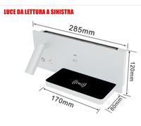 Applique da Parete LED Doppia Luce Lettura Porta USB-C e Caricabatterie Wireless [EEK: A]