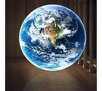 Applique da parete LED Terra Dimmerabile con telecomando Lampada da parete con interruttore e spina Lampada da comodino con Cavo Lampada Luna Terra 3D Art Déco Lampada da Muro per Soggiorno,80cm