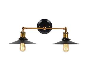 Applique da Parete Light, E27 Black Retro Wall Industrial Edison Simplicity Sconce Shade Cabinet Portalampada Base di Presa per Ristorante Cafe Club Bar Coffee Shop Corridoio (Doppia testa)