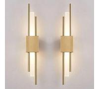 Applique da Parete lineare a LED Nera, Applique Lunghe, Decorazione da Parete, Set di 2 Strisce per Interni, Illuminazione da Parete per corridoio, Lampada da Parete Moderna nordica Dorata per