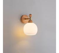 Applique da parete Mid Century - Lampada vintage in legno e vetro lattimo for bagno, corridoio, soggiorno, cucina altro ancora(Milk Glass Log)