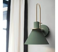 Applique da Parete Moderna a Forma di Cono in Metallo, Kit Lanterna da Parete per Comodino, Lampada da Parete, Applique, 1 Luce, Decorazione per Interni - Finitura Verde