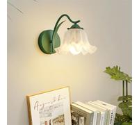 Applique da parete moderna a forma di fiore | Design floreale nordico verde | Lampada da parete con braccio regolabile | Lampada da parete vintage in stile fattoria | Ideale for camera da letto, soggi