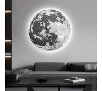 Applique da parete moderna a forma di luna, decorazione a LED in pietra arenaria, sculture da parete 3D, lampada da parete rotonda, adatta per soggiorno, camera da letto, ufficio(A,90 * 90cm)