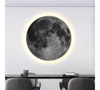 Applique da parete moderna a forma di luna, decorazione a LED in pietra arenaria, sculture da parete 3D, lampada da parete rotonda, adatta per soggiorno, camera da letto, ufficio(D,80 * 80cm)