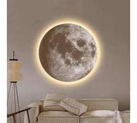 Applique da parete moderna a forma di luna, decorazione a LED in pietra arenaria, sculture da parete 3D, lampada da parete rotonda, adatta per soggiorno, camera da letto, ufficio(B,70 * 70cm)