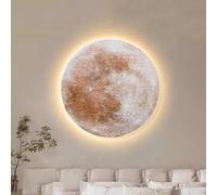 Applique da parete moderna a forma di luna, decorazione a LED in pietra arenaria, sculture da parete 3D, lampada da parete rotonda, adatta per soggiorno, camera da letto, ufficio(C,90 * 90cm)