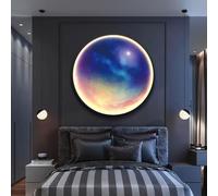 Applique da parete moderna a forma di luna, decorazione da parete con LED, pittura decorativa dimmerabile, sculture da parete per ingresso corridoio camera da letto soggiorno(D,90 * 90cm)