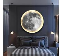 Applique da parete moderna a forma di luna, decorazione da parete con LED, pittura decorativa dimmerabile, sculture da parete per ingresso corridoio camera da letto soggiorno(A,100 * 100cm)
