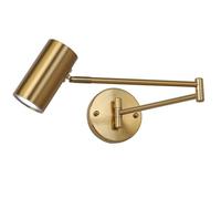 Applique da parete moderna a LED con base in metallo e braccio orientabile, colore nero/oro, cilindro in ferro, lampada rotante con braccio lungo regolabile e attacco E26, ideale per camera da letto,