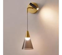 Applique da Parete Moderna a LED con Paralume in Acrilico Trasparente Grigio Fumo, Lampada da Parete con Filo Nero/d da Comodino, 2 luci, apparecchio di Illuminazione Creativo per la casa, per ca